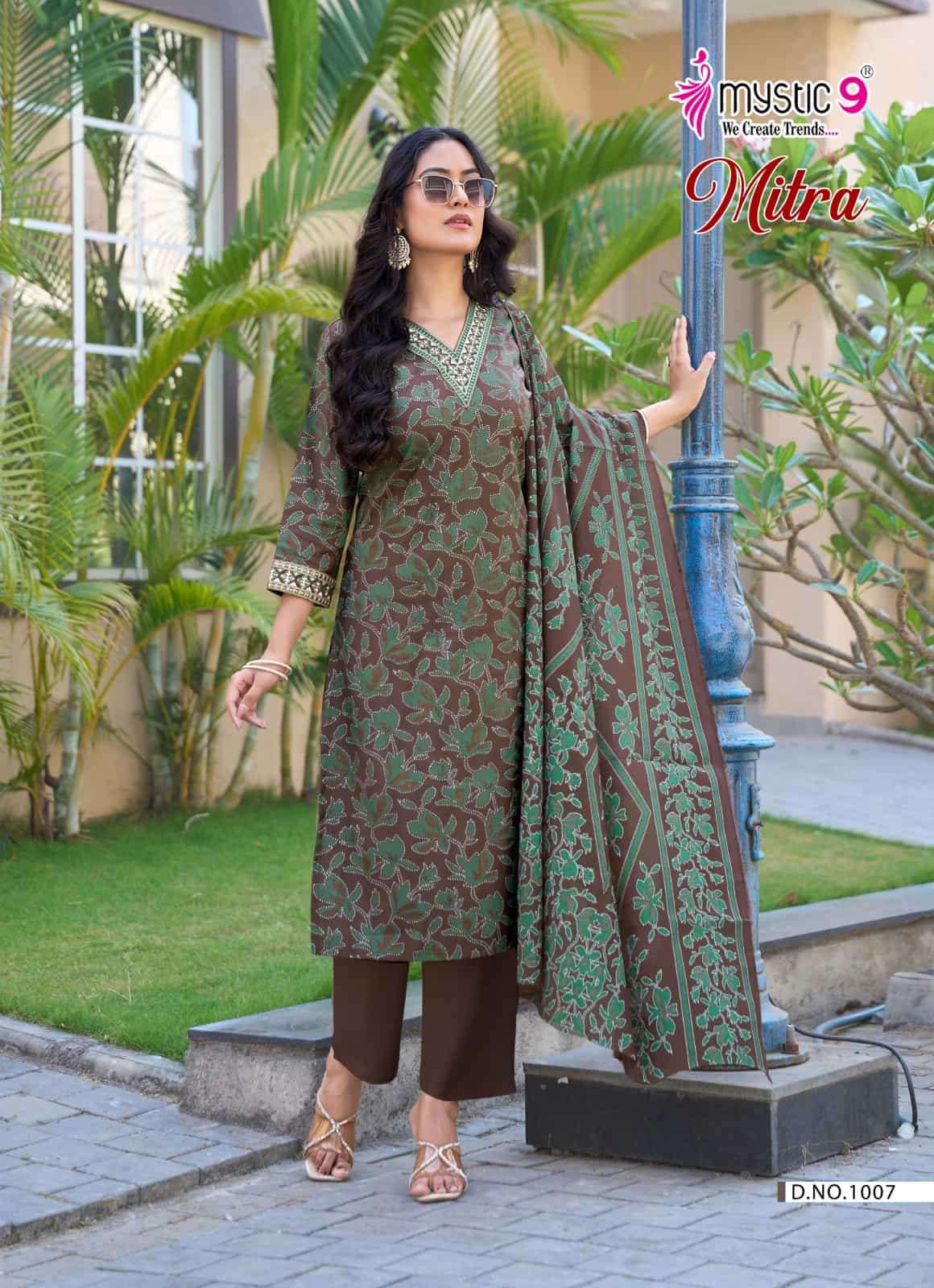 Mystic 9 Mitra Vol 1 Kurti Pant Dupatta Set Wholesale Surat India