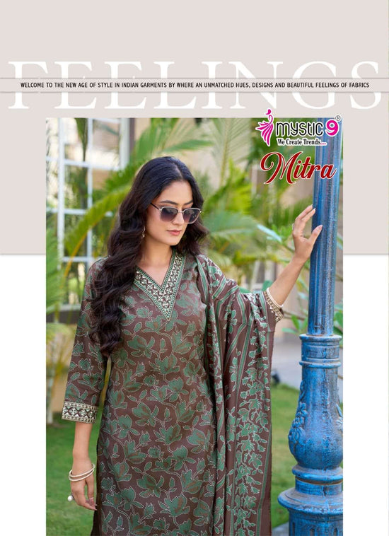 Mystic 9 Mitra Vol 1 Kurti Pant Dupatta Set Wholesale Surat India