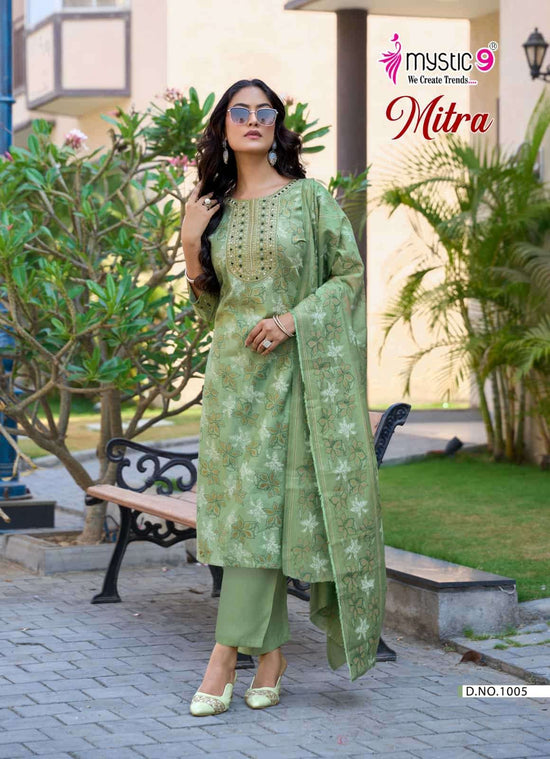 Mystic 9 Mitra Vol 1 Kurti Pant Dupatta Set Wholesale Surat India