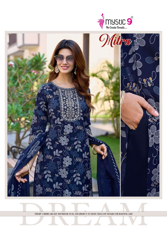 Mystic 9 Mitra Vol 1 Kurti Pant Dupatta Set Wholesale Surat India
