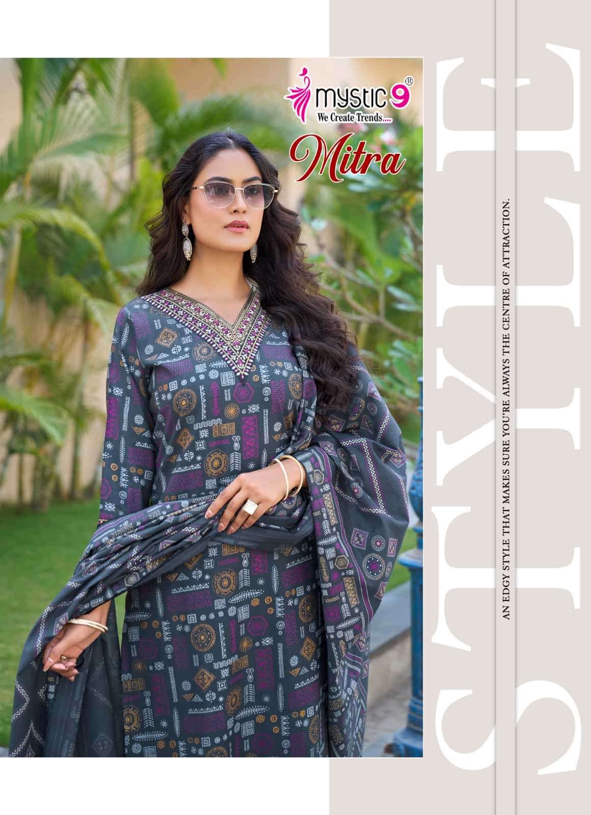 Mystic 9 Mitra Vol 1 Kurti Pant Dupatta Set Wholesale Surat India