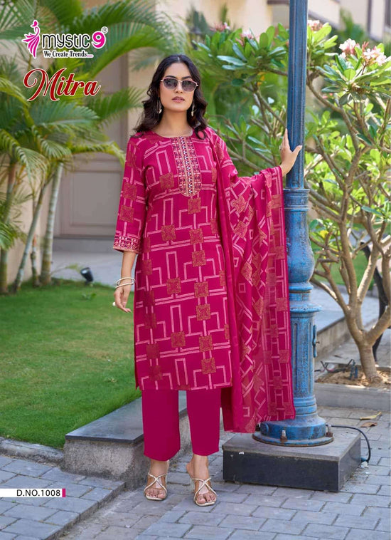 Mystic 9 Mitra Vol 1 Kurti Pant Dupatta Set Wholesale Surat India