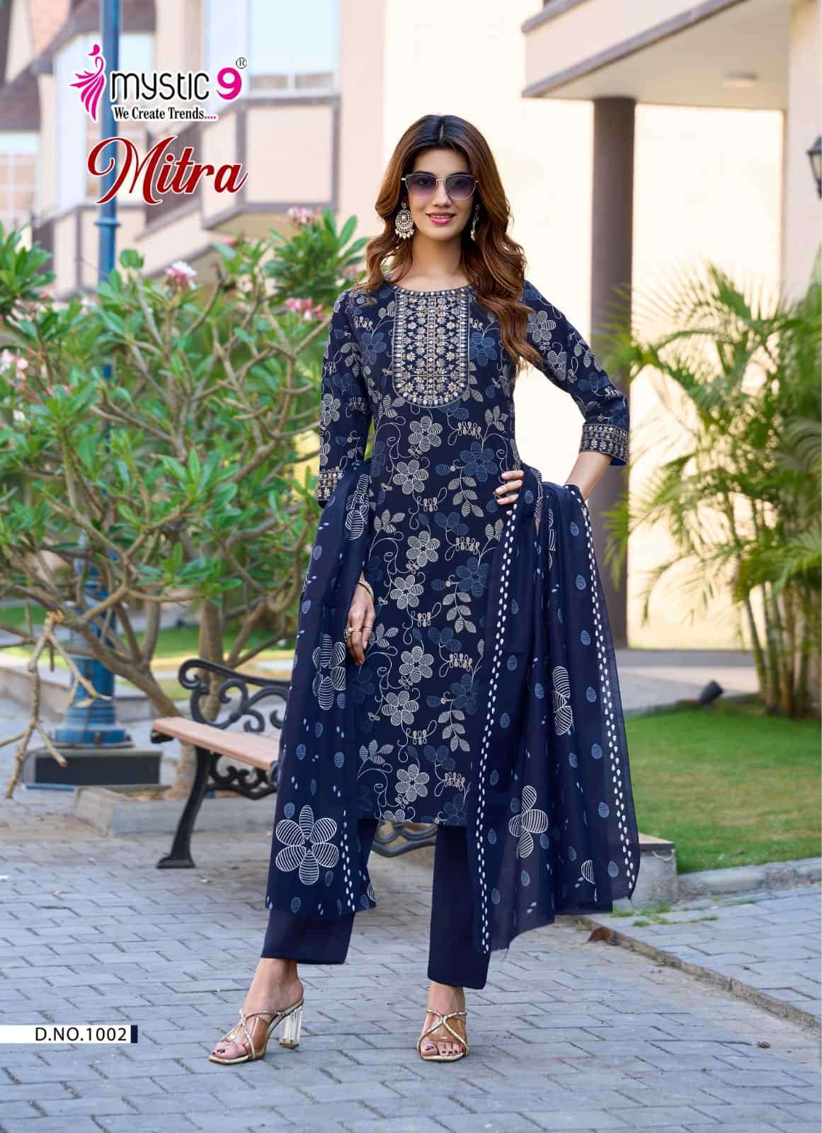 Mystic 9 Mitra Vol 1 Kurti Pant Dupatta Set Wholesale Surat India