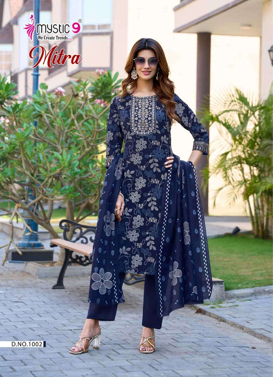 Mystic 9 Mitra Vol 1 Kurti Pant Dupatta Set Wholesale Surat India
