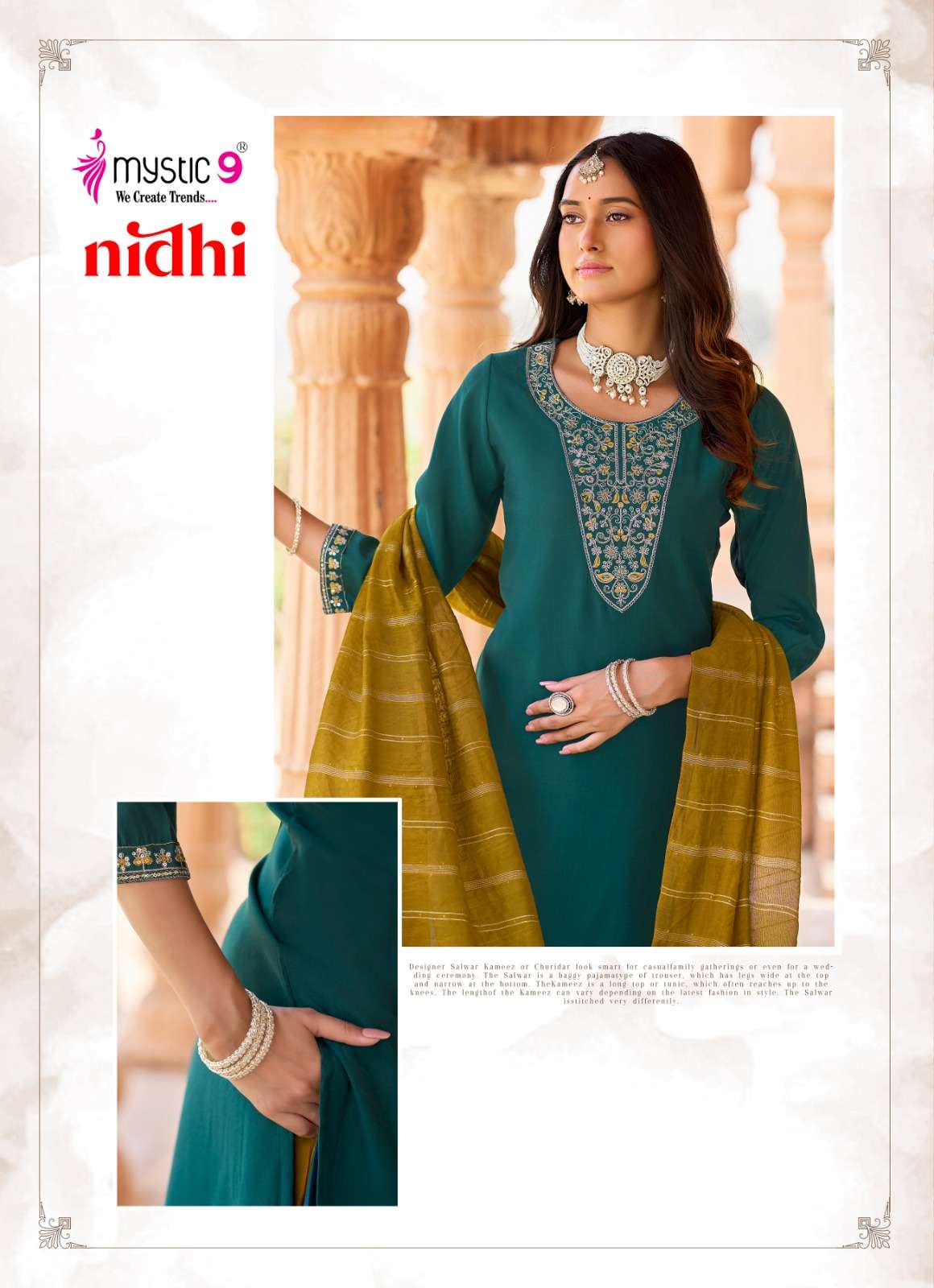 Mystic 9 Nidhi Vol 1 Roman Silk Kurti Pant Dupatta Set - Amrah Wholesale