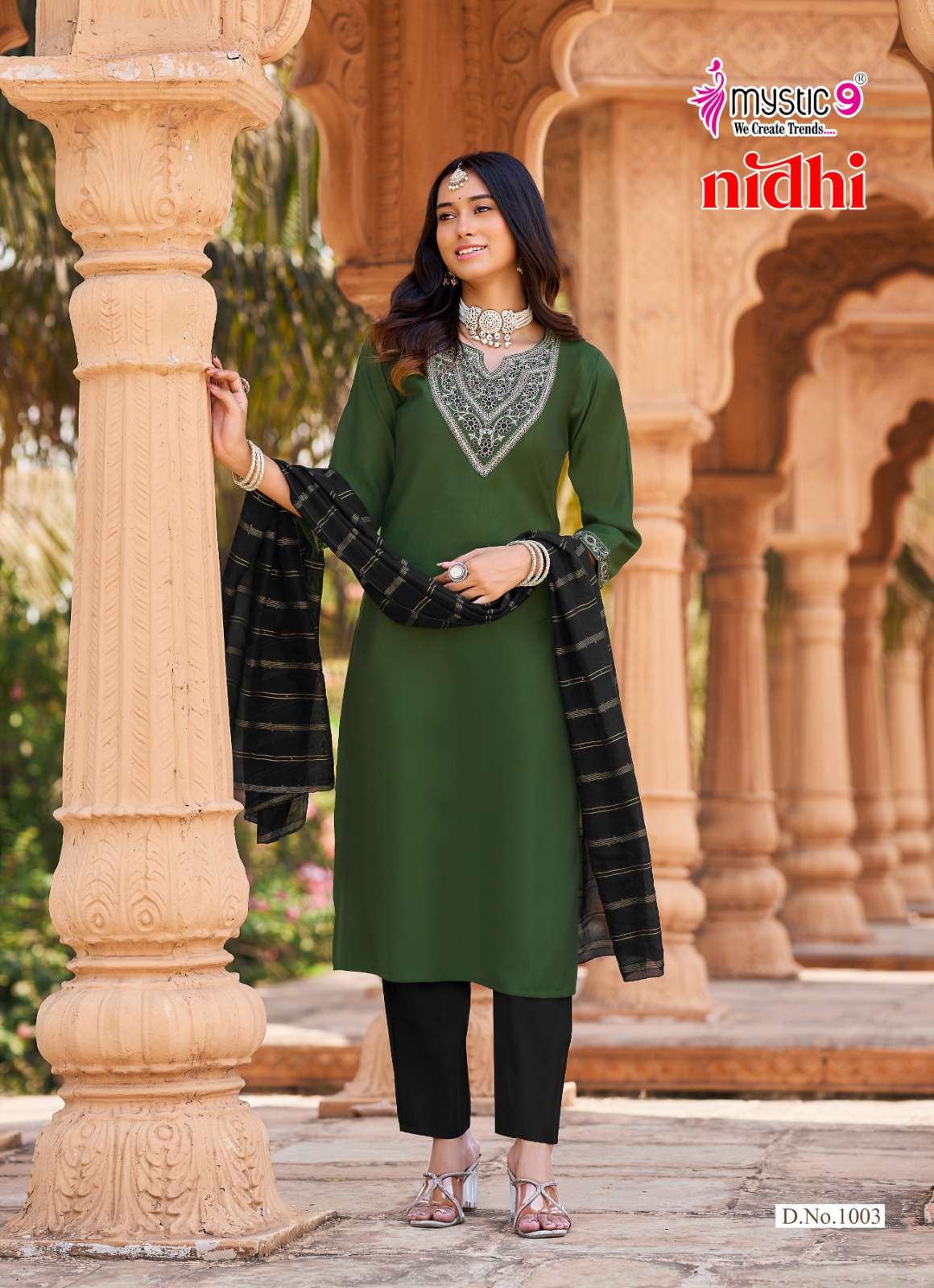 Mystic 9 Nidhi Vol 1 Roman Silk Kurti Pant Dupatta Set - Amrah Wholesale