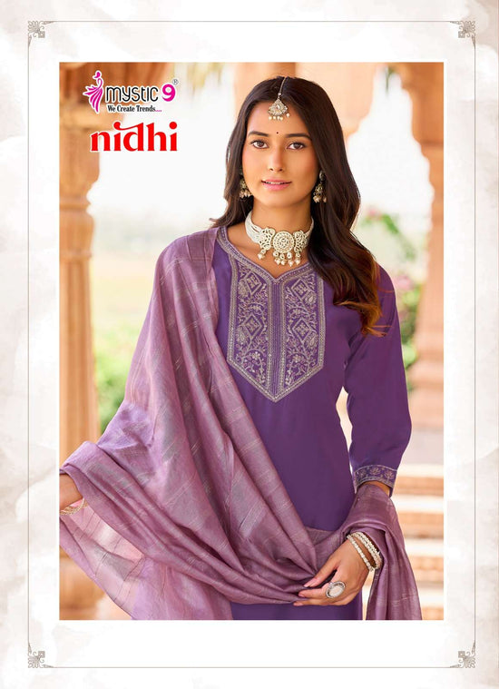 Mystic 9 Nidhi Vol 1 Roman Silk Kurti Pant Dupatta Set - Amrah Wholesale