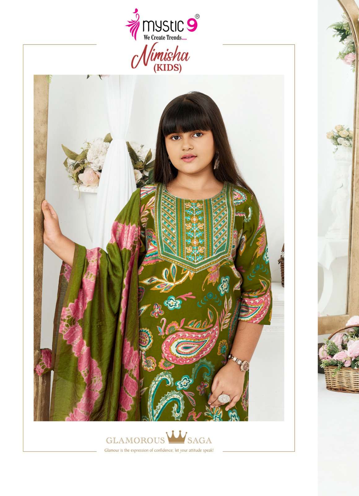 Mystic 9 Nimisha Kids Vol 1 Readymade Kids Wear 3 Piece Suit - Amrah Wholesale