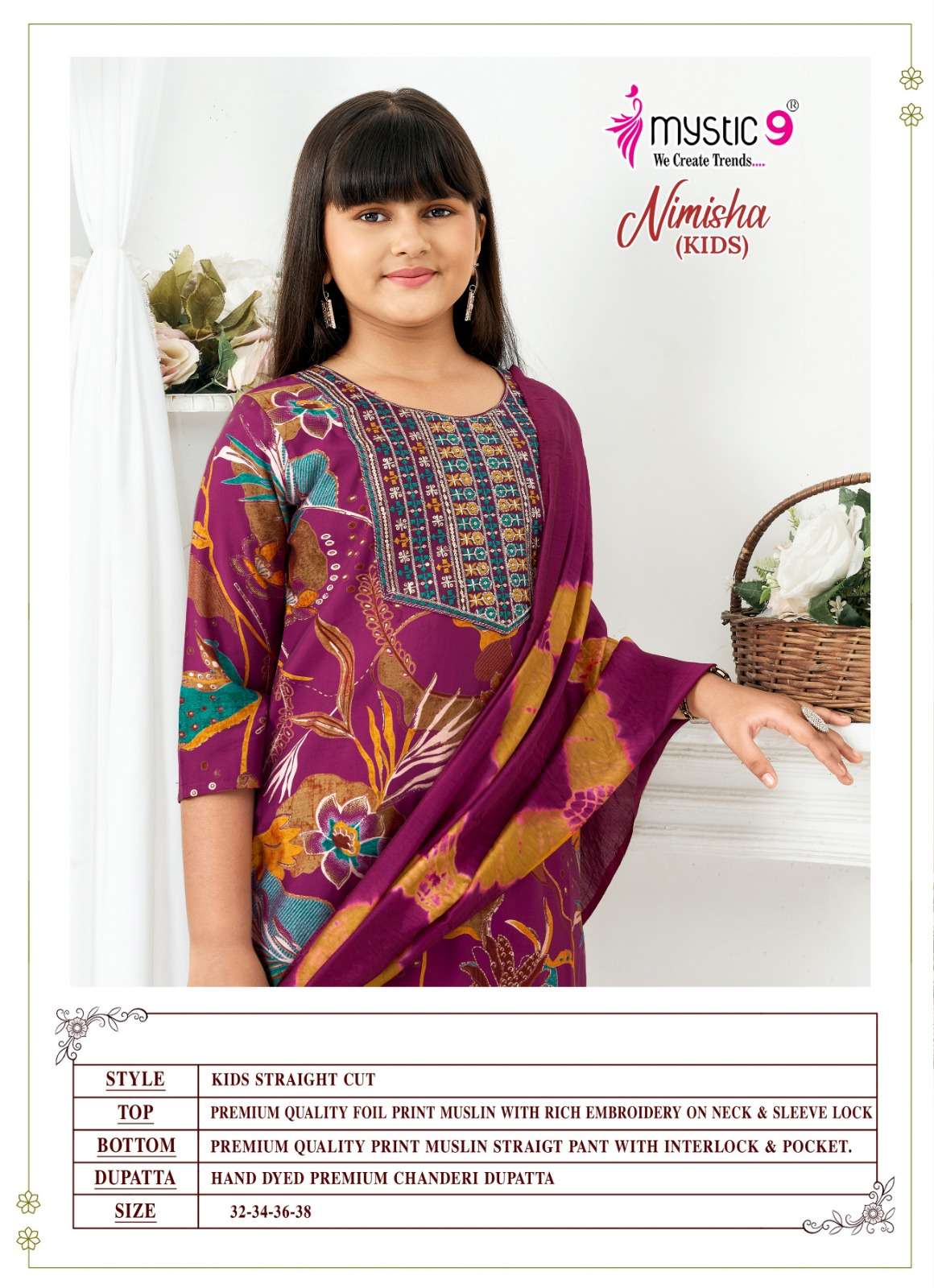 Mystic 9 Nimisha Kids Vol 1 Readymade Kids Wear 3 Piece Suit - Amrah Wholesale