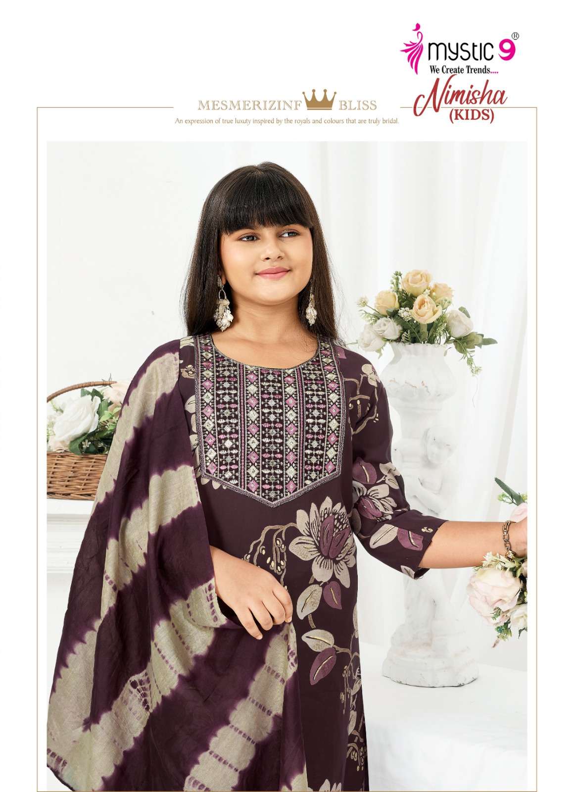 Mystic 9 Nimisha Kids Vol 1 Readymade Kids Wear 3 Piece Suit - Amrah Wholesale