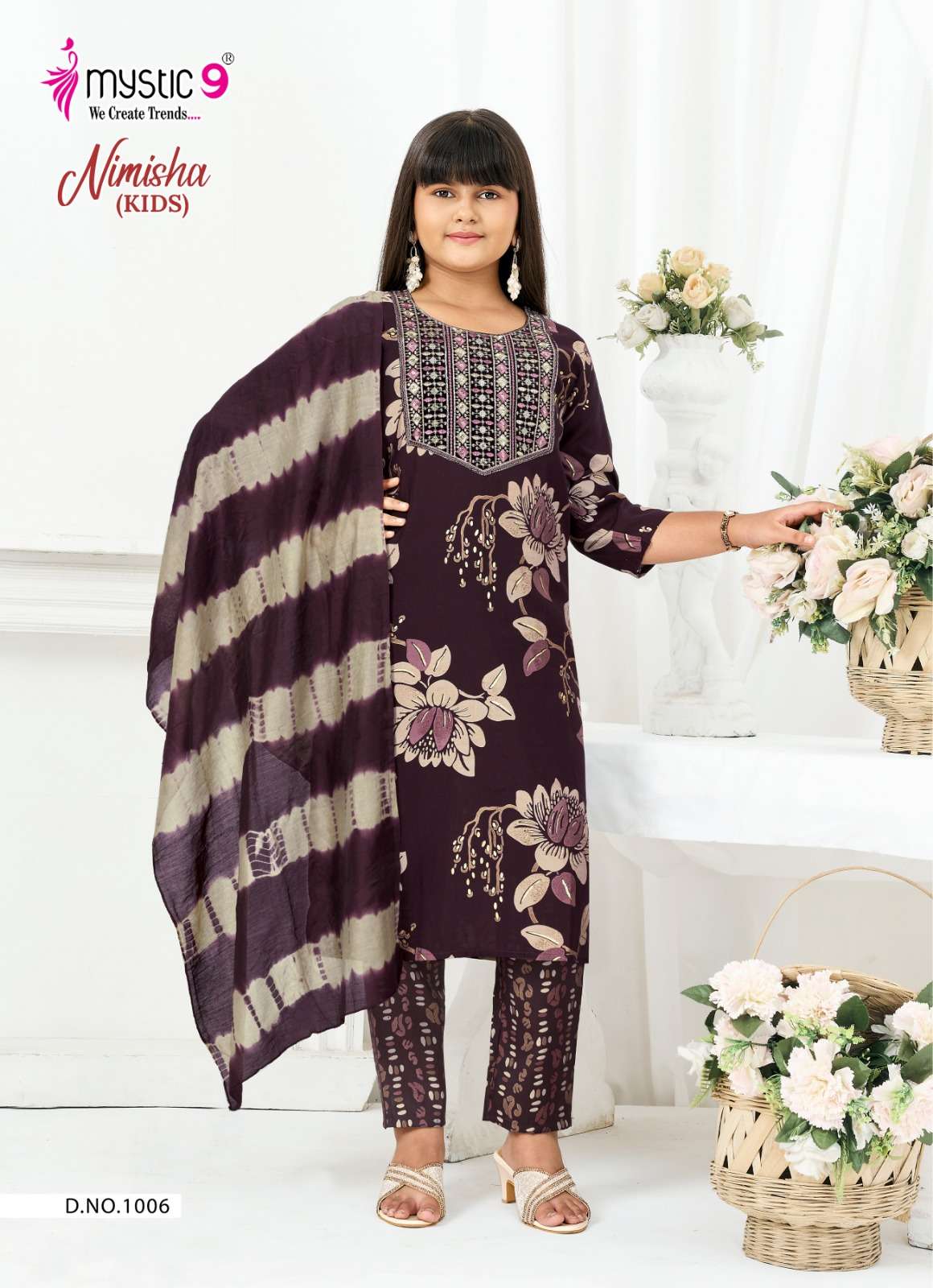 Mystic 9 Nimisha Kids Vol 1 Readymade Kids Wear 3 Piece Suit - Amrah Wholesale
