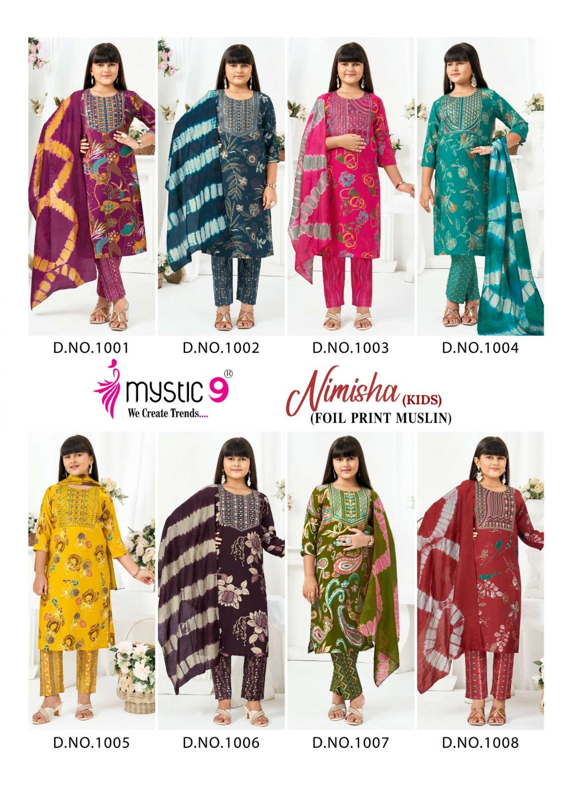 Mystic 9 Nimisha Kids Vol 1 Readymade Kids Wear 3 Piece Suit - Amrah Wholesale