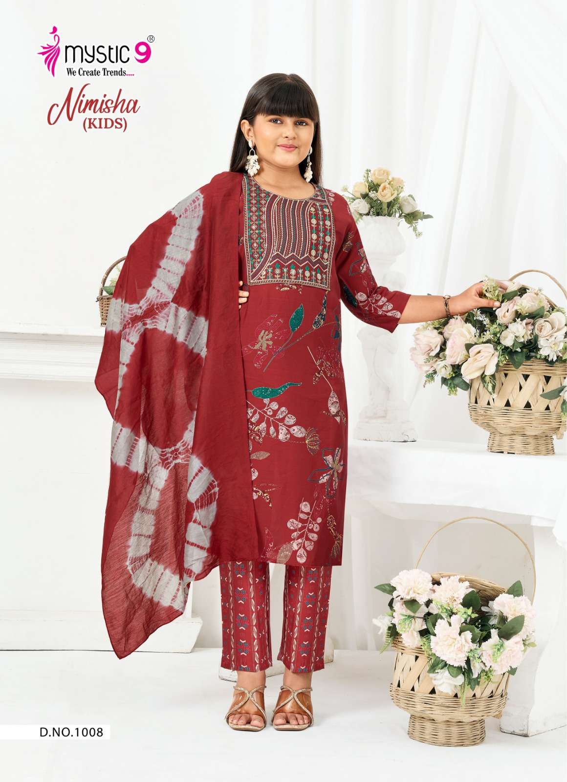 Mystic 9 Nimisha Kids Vol 1 Readymade Kids Wear 3 Piece Suit - Amrah Wholesale