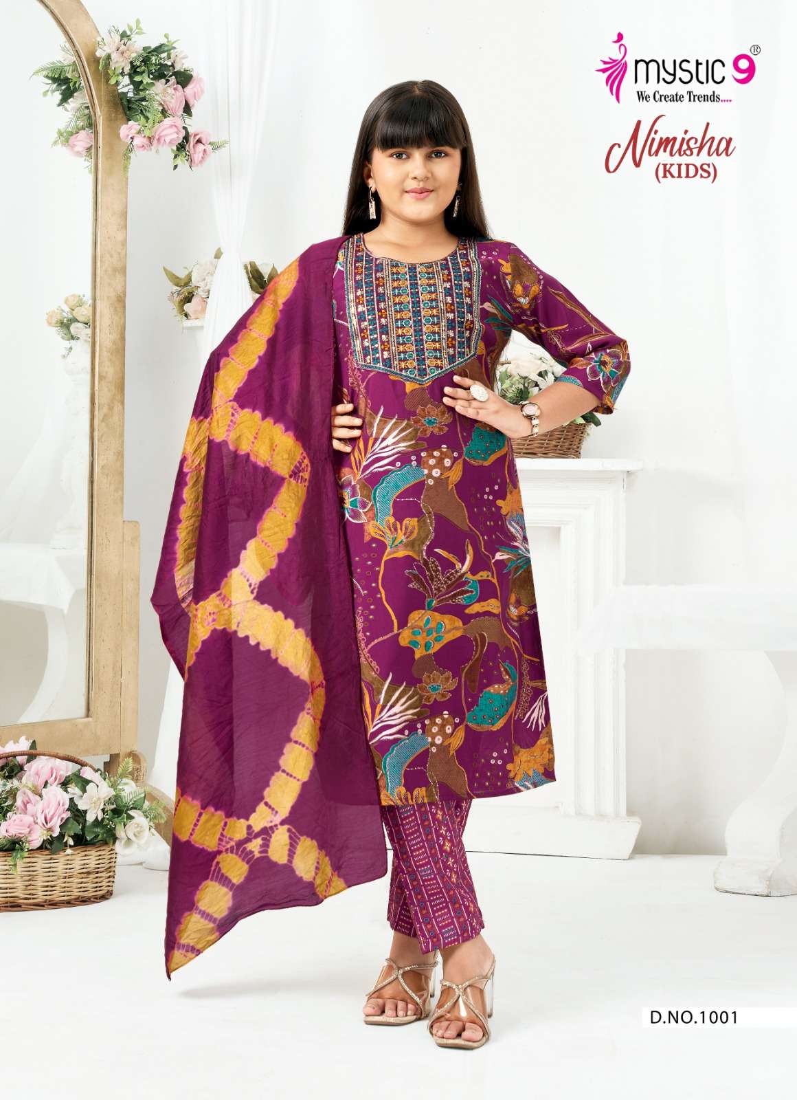 Mystic 9 Nimisha Kids Vol 1 Readymade Kids Wear 3 Piece Suit - Amrah Wholesale
