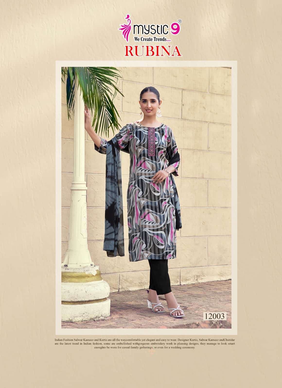 Mystic 9 Rubina Vol 12 Rayon Salwar Suit Set Wholesale