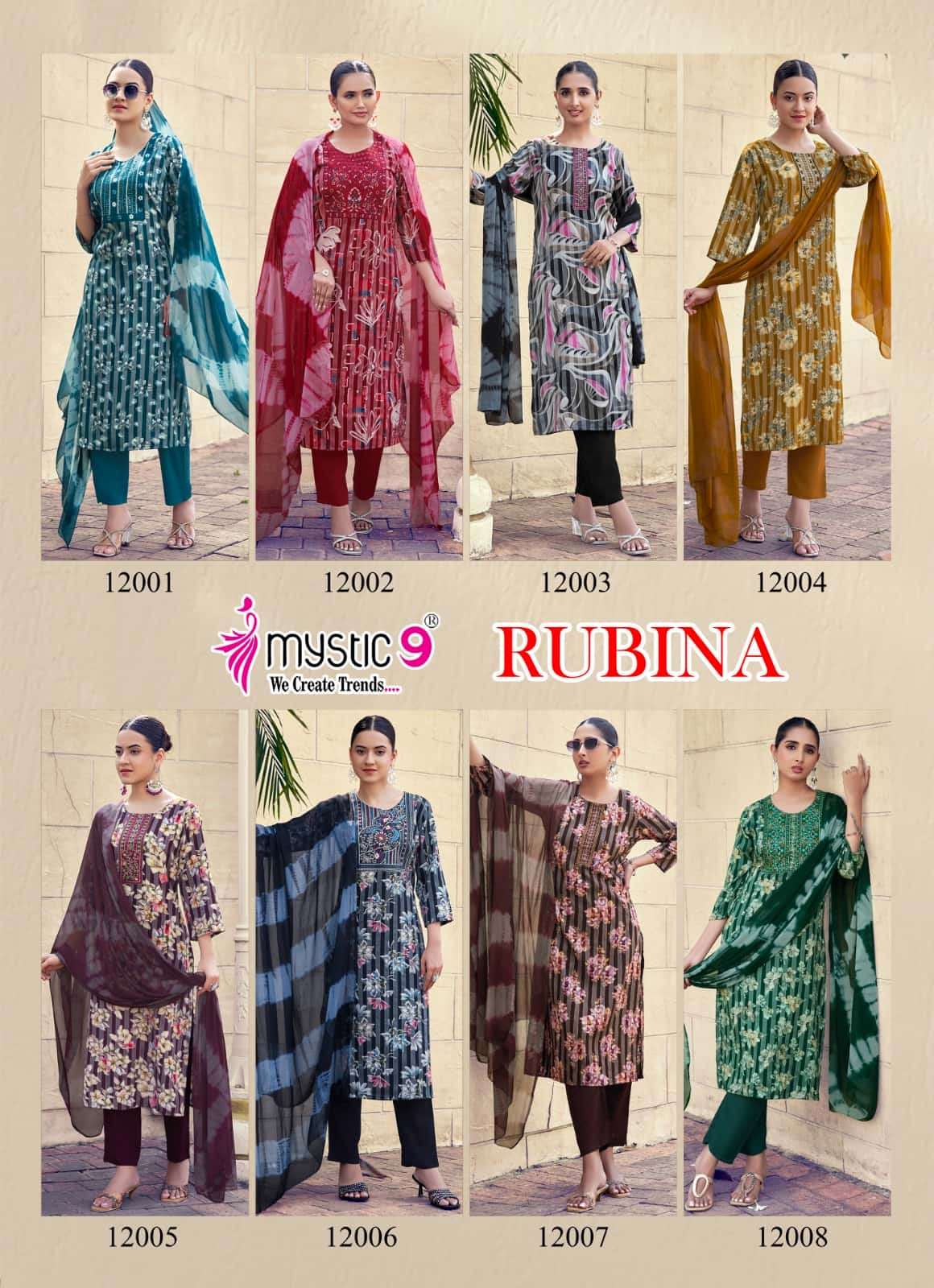 Mystic 9 Rubina Vol 12 Rayon Salwar Suit Set Wholesale
