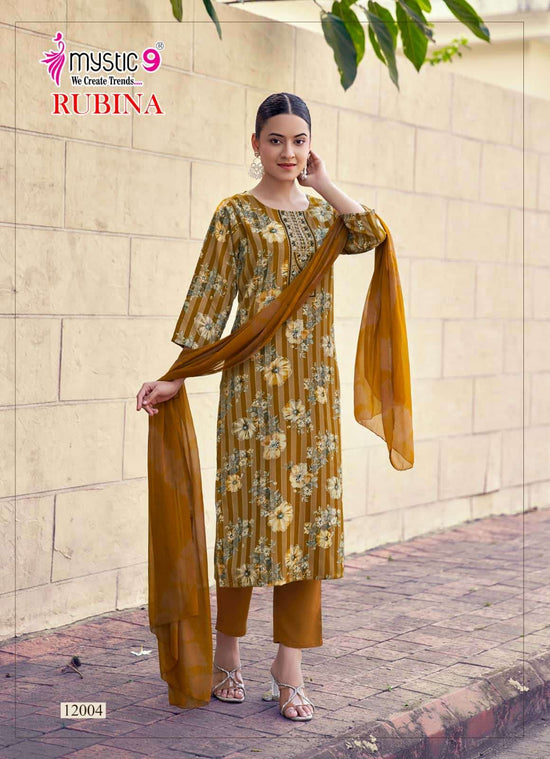 Mystic 9 Rubina Vol 12 Rayon Salwar Suit Set Wholesale