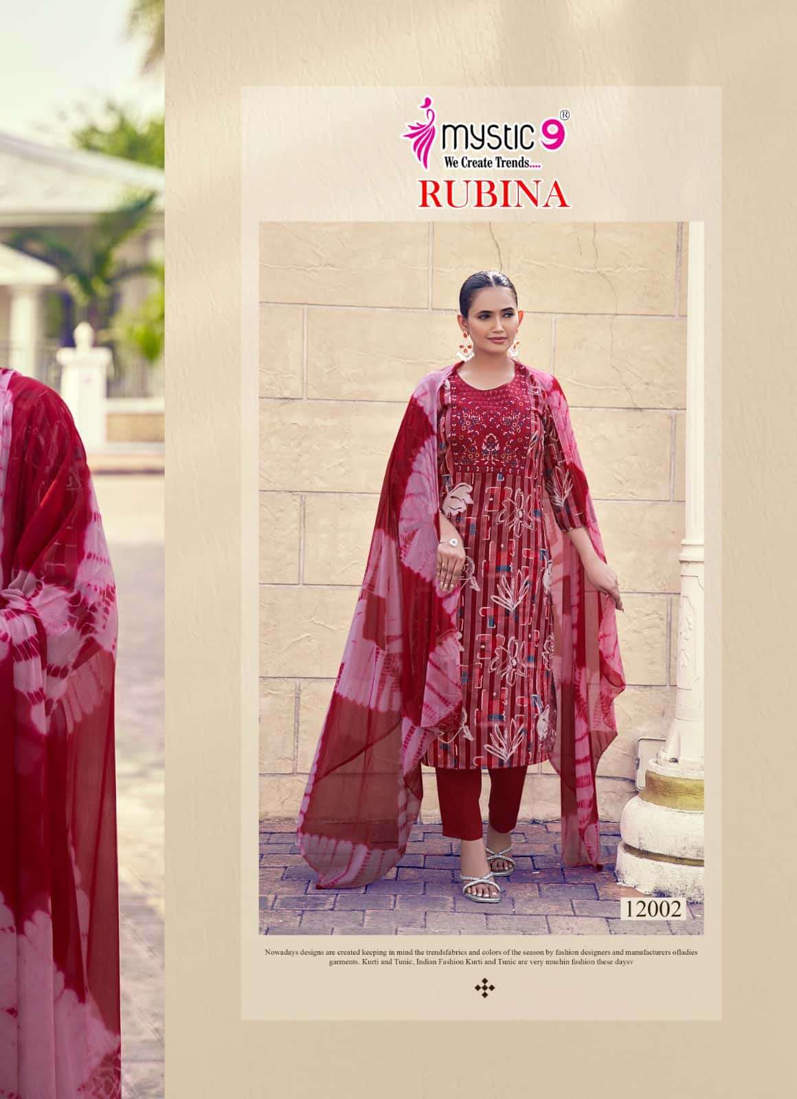 Mystic 9 Rubina Vol 12 Rayon Salwar Suit Set Wholesale