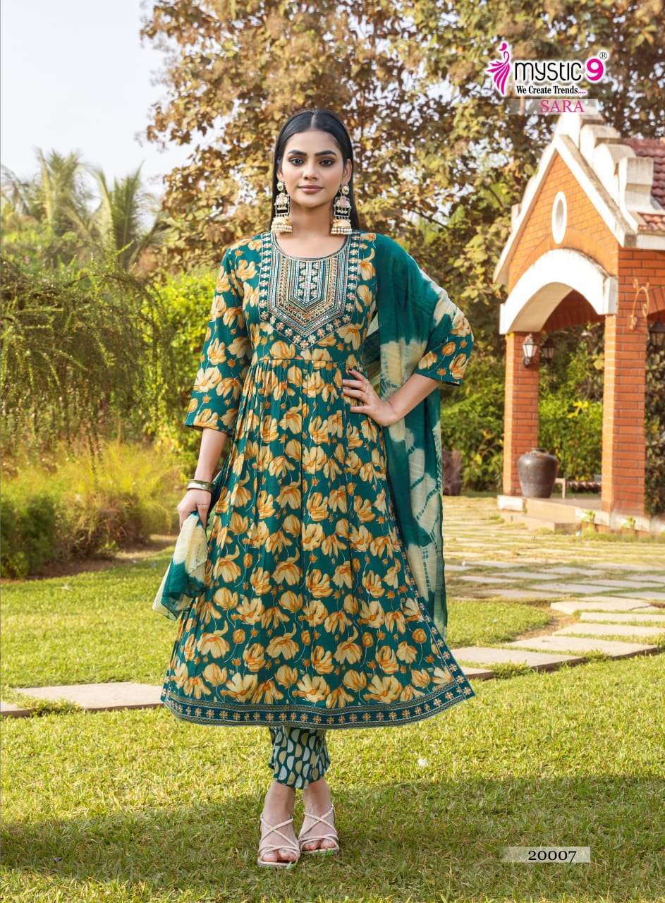 Mystic 9 Sara Vol 20 Rayon Kurti Pant Dupatta Set - Amrah Wholesale