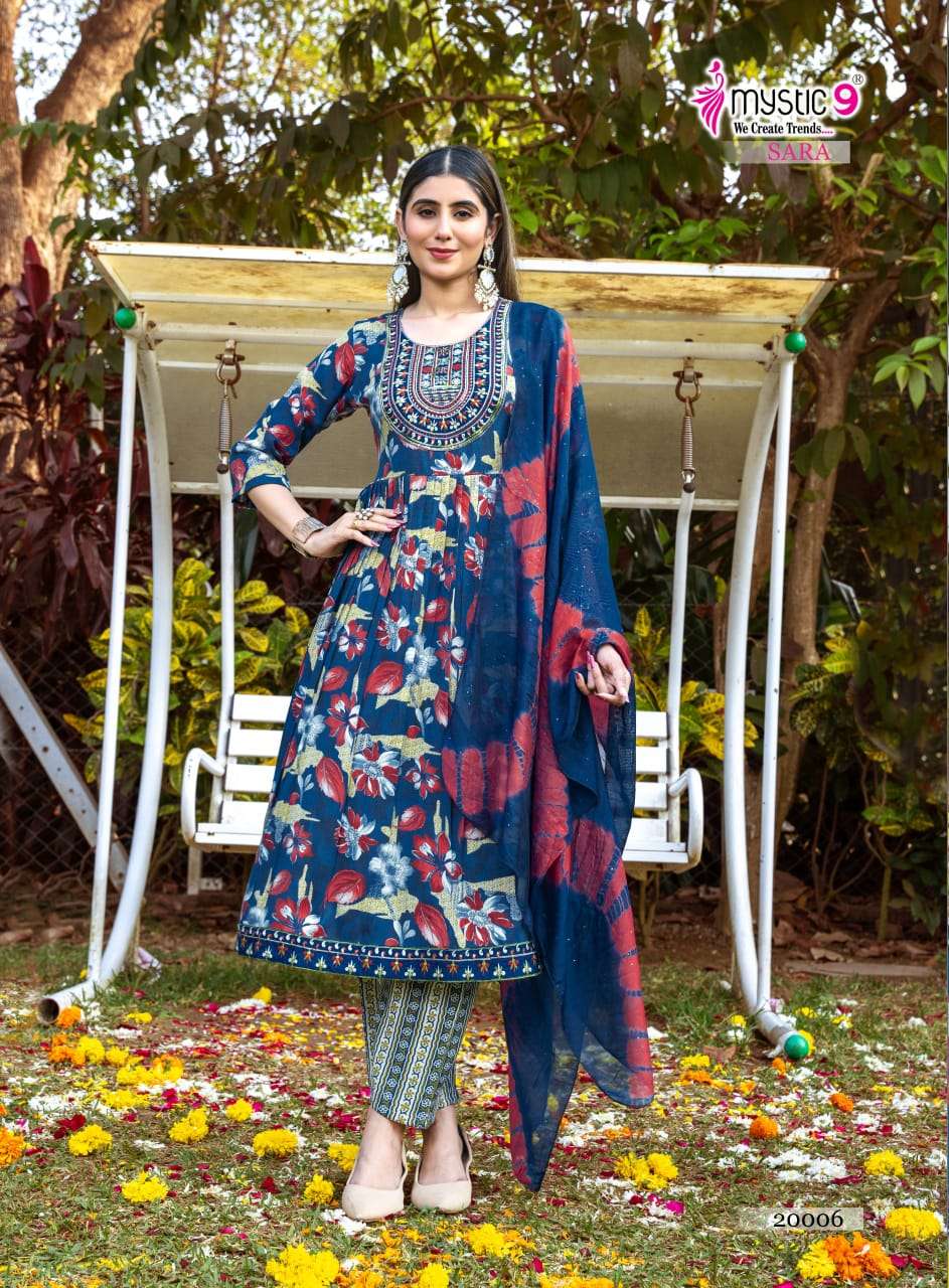 Mystic 9 Sara Vol 20 Rayon Kurti Pant Dupatta Set - Amrah Wholesale