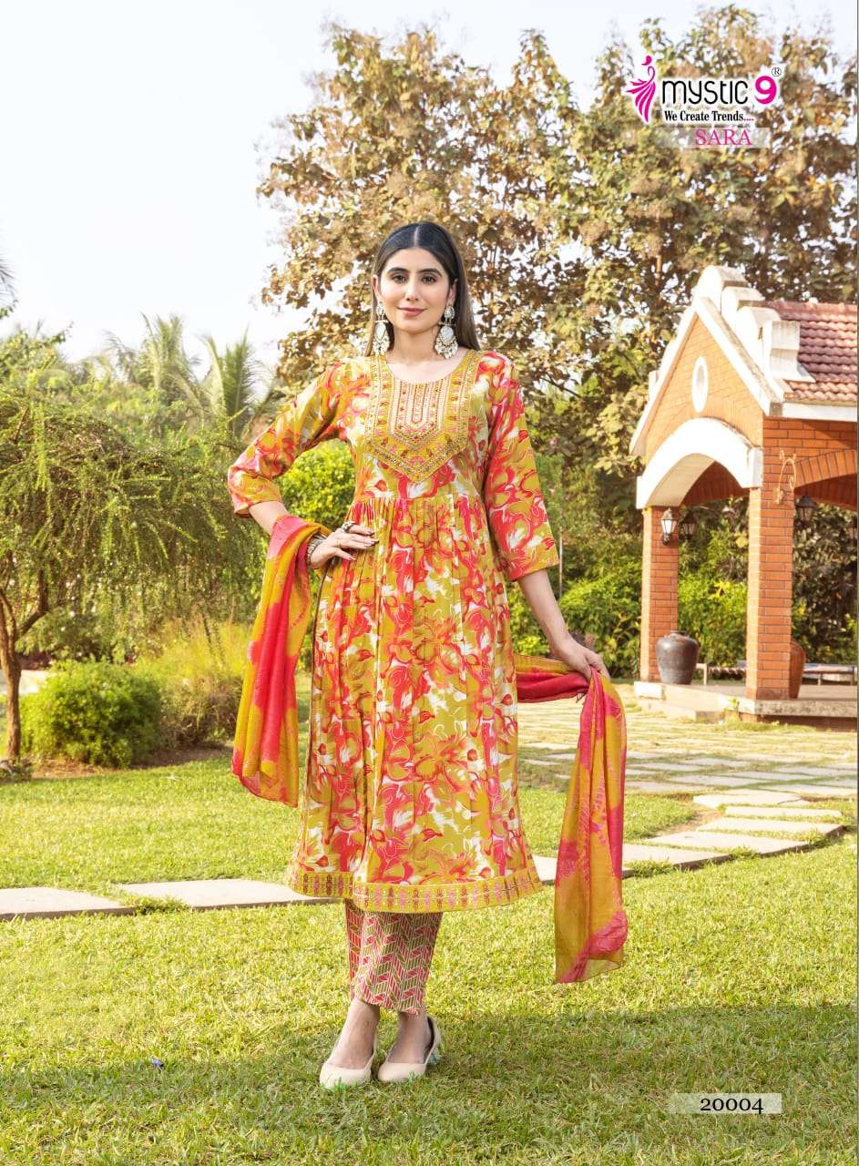 Mystic 9 Sara Vol 20 Rayon Kurti Pant Dupatta Set - Amrah Wholesale