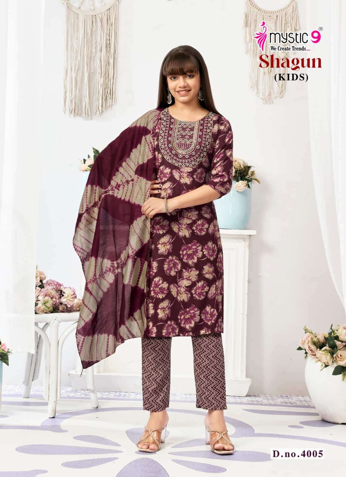 Mystic 9 Shagun Kids Vol 4 Rayon Girls Ethnic Dress Set - Amrah Wholesale