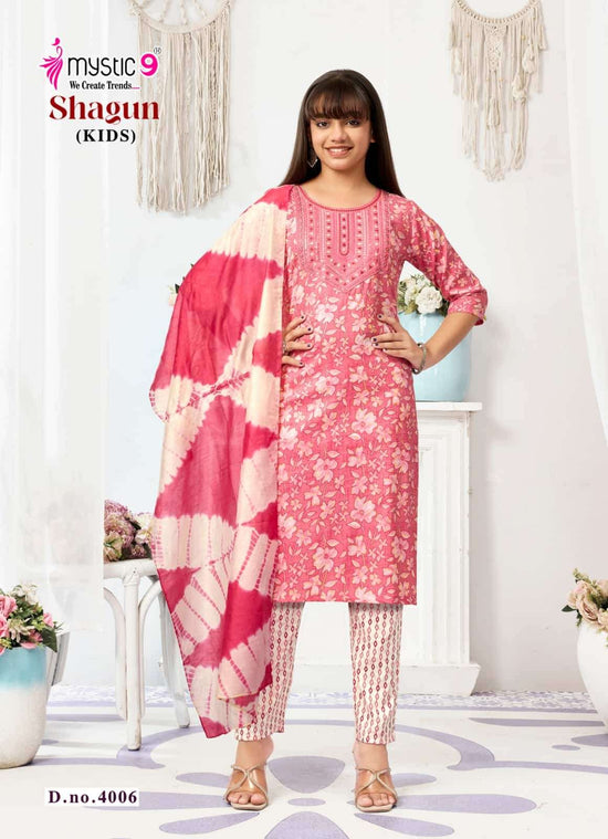 Mystic 9 Shagun Kids Vol 4 Rayon Girls Ethnic Dress Set - Amrah Wholesale