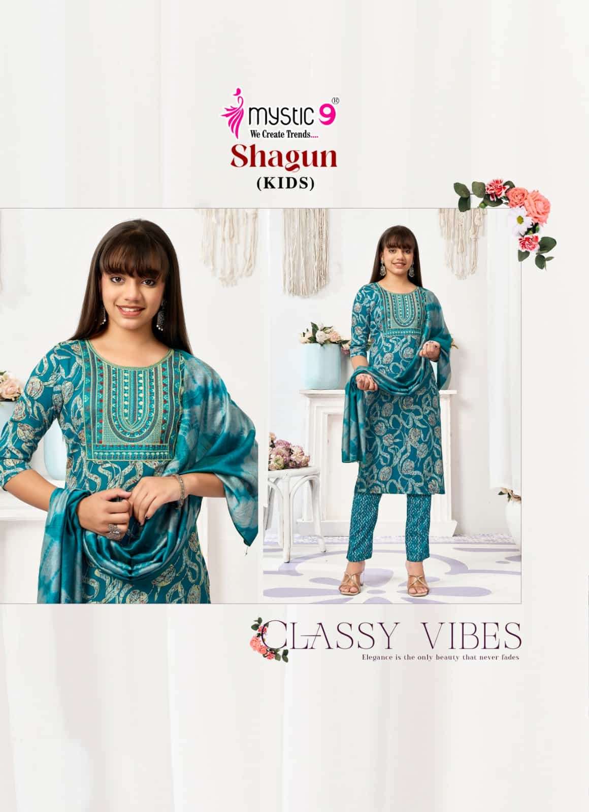 Mystic 9 Shagun Kids Vol 4 Rayon Girls Ethnic Dress Set - Amrah Wholesale