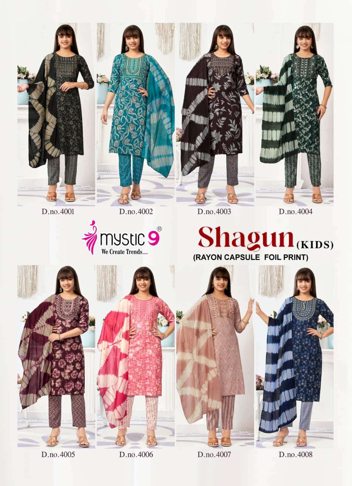 Mystic 9 Shagun Kids Vol 4 Rayon Girls Ethnic Dress Set - Amrah Wholesale