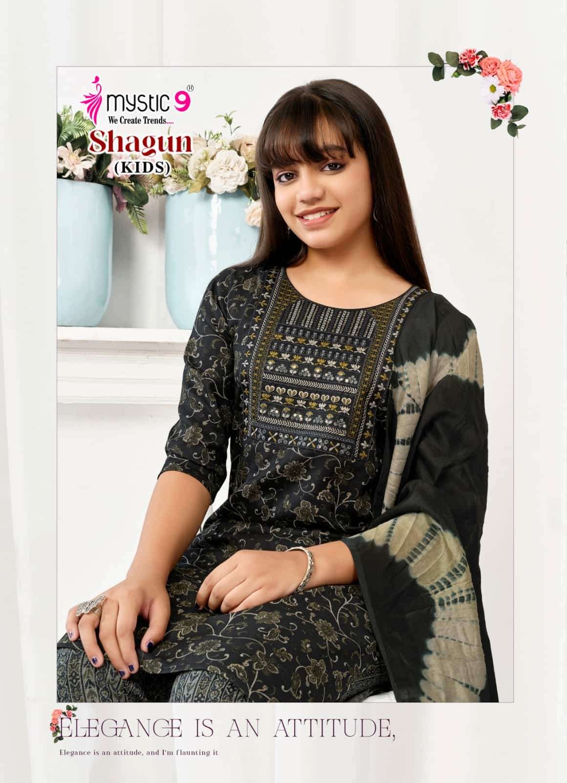 Mystic 9 Shagun Kids Vol 4 Rayon Girls Ethnic Dress Set - Amrah Wholesale