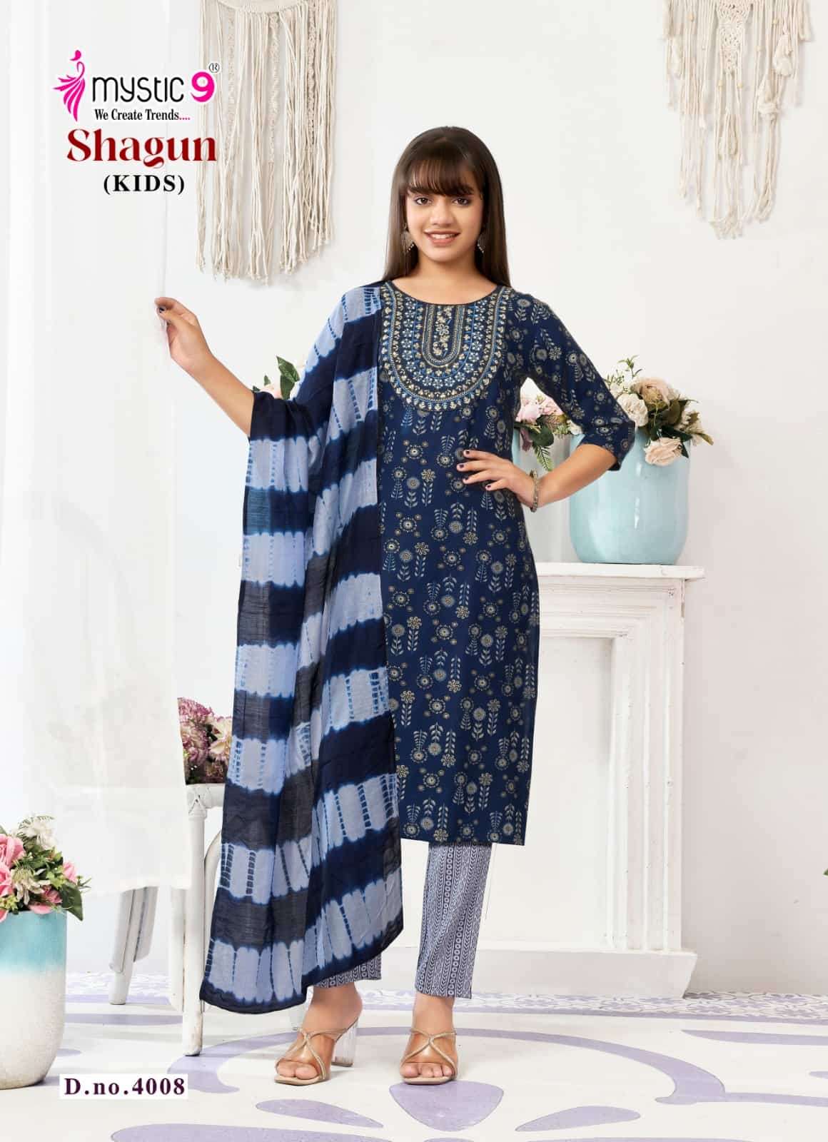 Mystic 9 Shagun Kids Vol 4 Rayon Girls Ethnic Dress Set - Amrah Wholesale