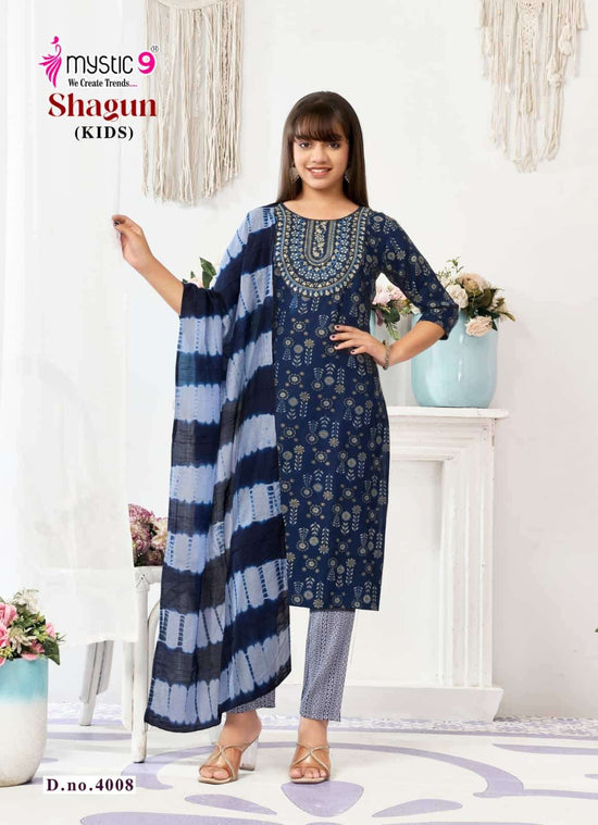Mystic 9 Shagun Kids Vol 4 Rayon Girls Ethnic Dress Set - Amrah Wholesale
