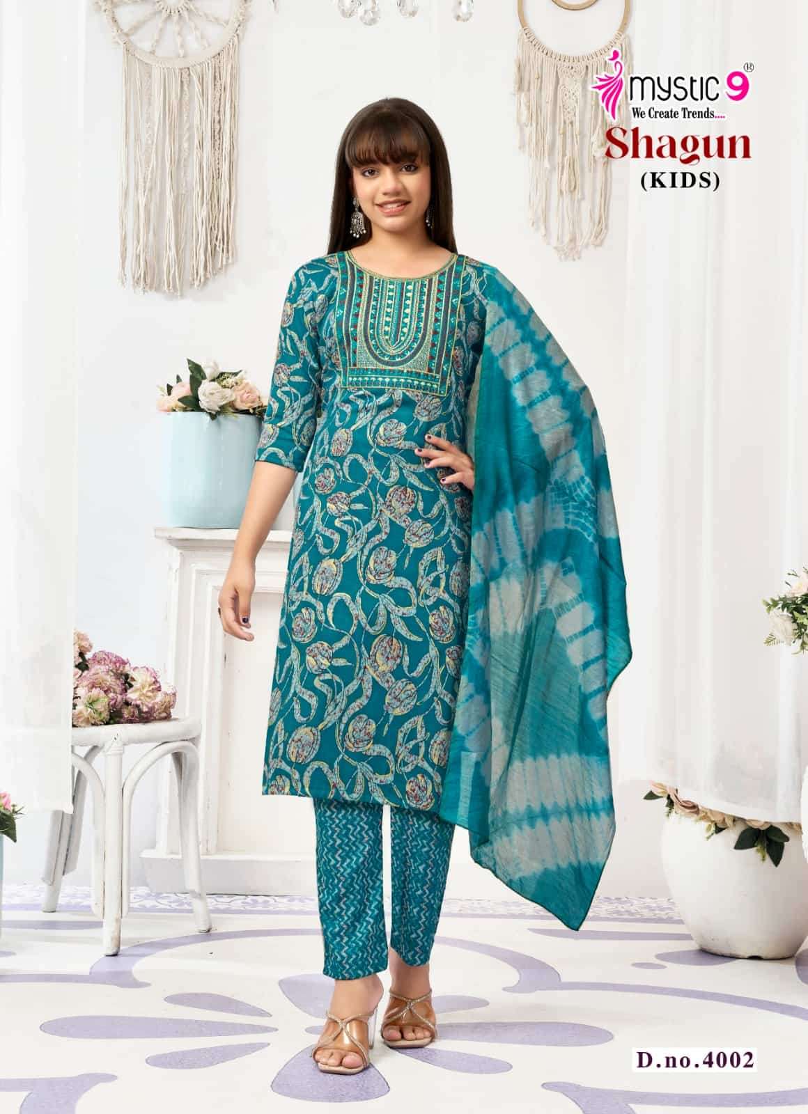 Mystic 9 Shagun Kids Vol 4 Rayon Girls Ethnic Dress Set - Amrah Wholesale