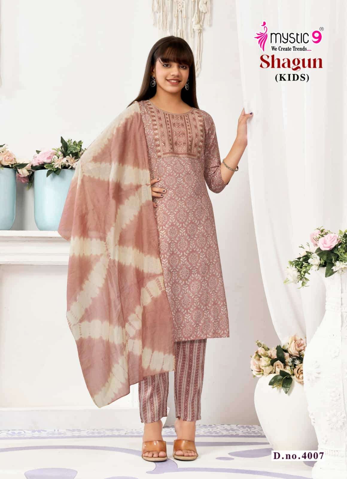 Mystic 9 Shagun Kids Vol 4 Rayon Girls Ethnic Dress Set - Amrah Wholesale