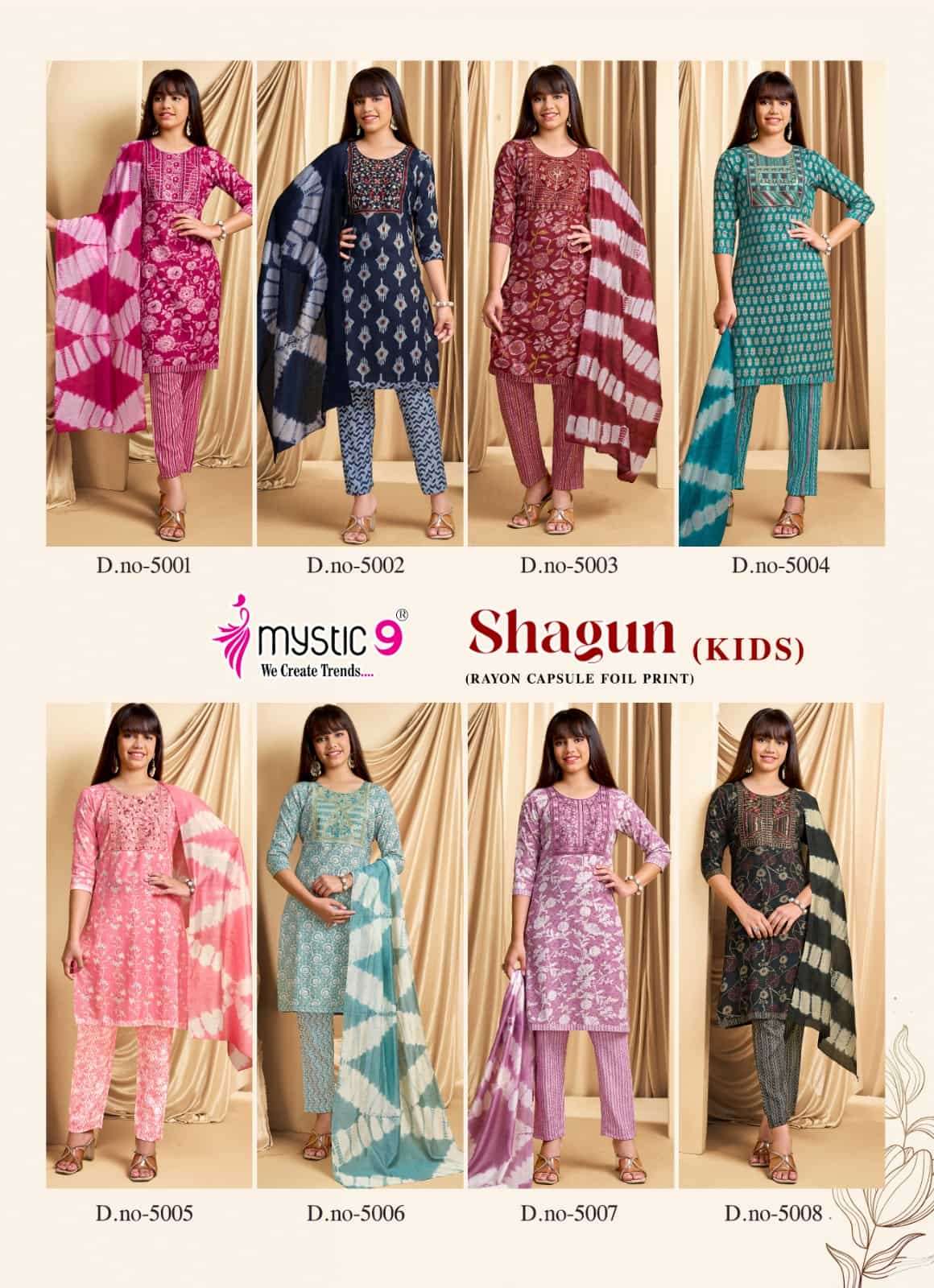 Mystic 9 Shagun Kids Vol 5 Rayon Salwar Suit Set