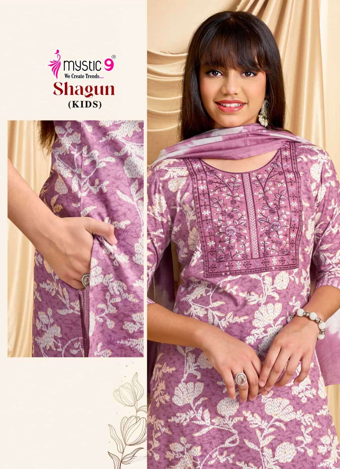 Mystic 9 Shagun Kids Vol 5 Rayon Salwar Suit Set