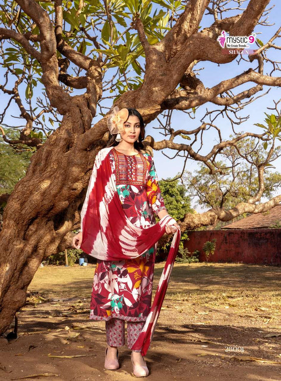 Mystic 9 Shagun Vol 28 Rayon Kurti Pant Dupatta Set