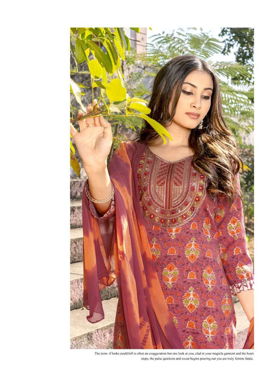 Mystic 9 Shagun Vol 28 Rayon Kurti Pant Dupatta Set