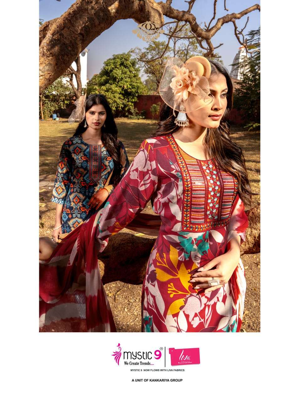 Mystic 9 Shagun Vol 28 Rayon Kurti Pant Dupatta Set