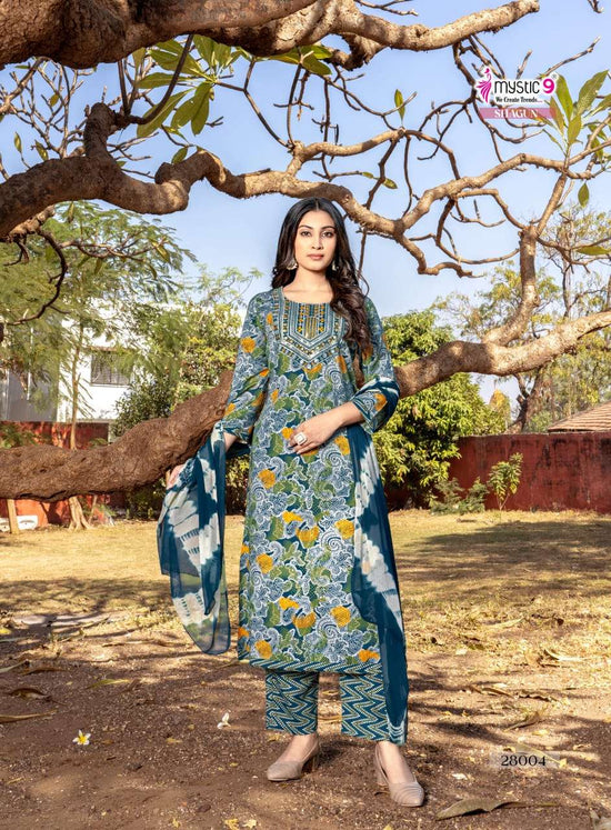 Mystic 9 Shagun Vol 28 Rayon Kurti Pant Dupatta Set
