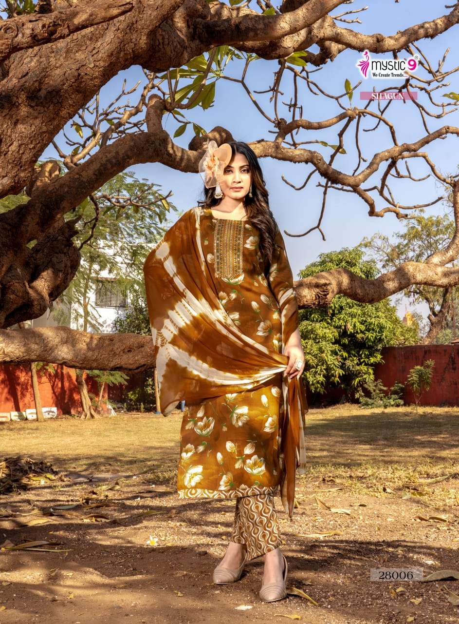 Mystic 9 Shagun Vol 28 Rayon Kurti Pant Dupatta Set
