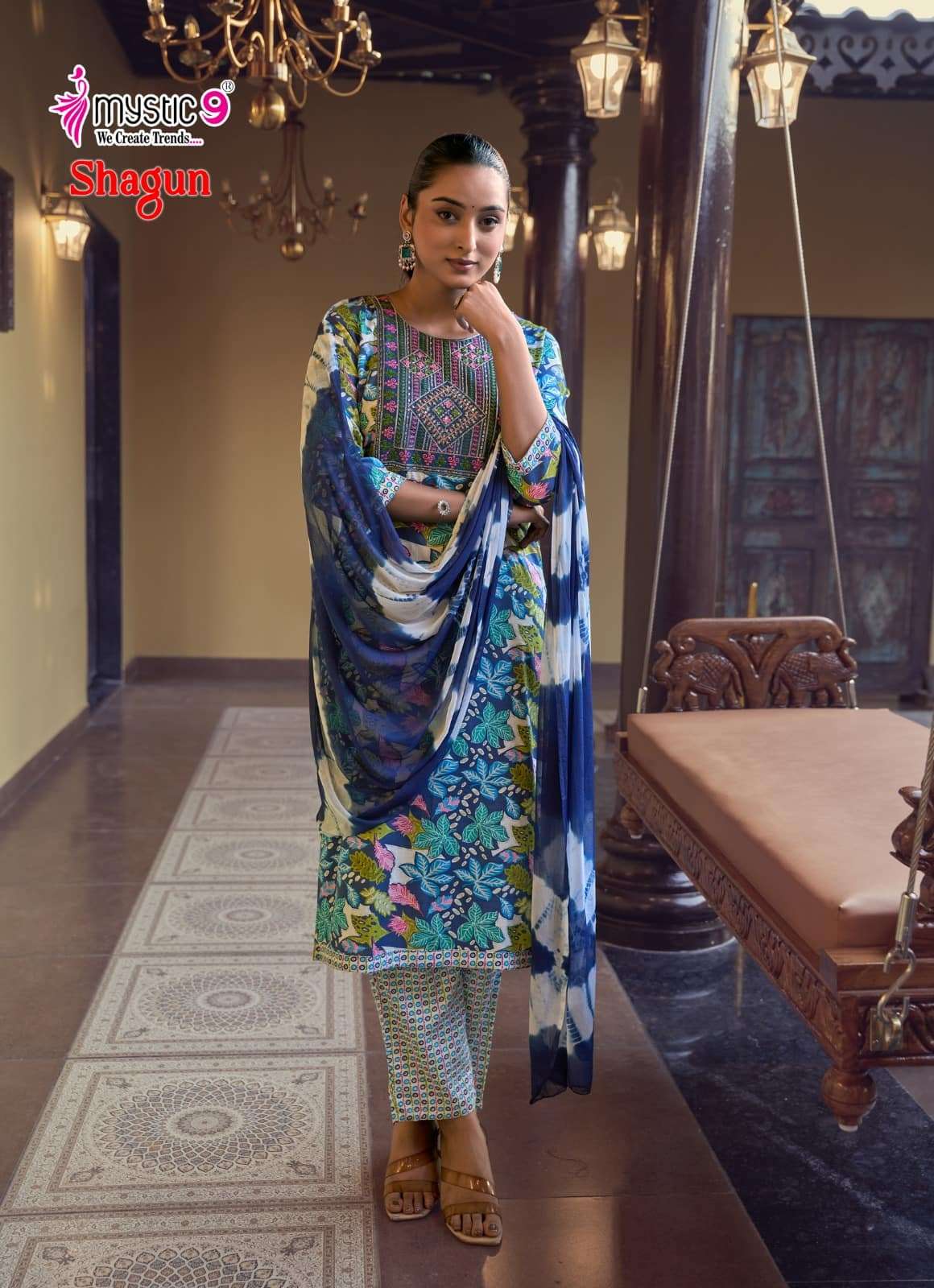 Mystic 9 Shagun Vol 29 Rayon Kurti Pant Dupatta Set