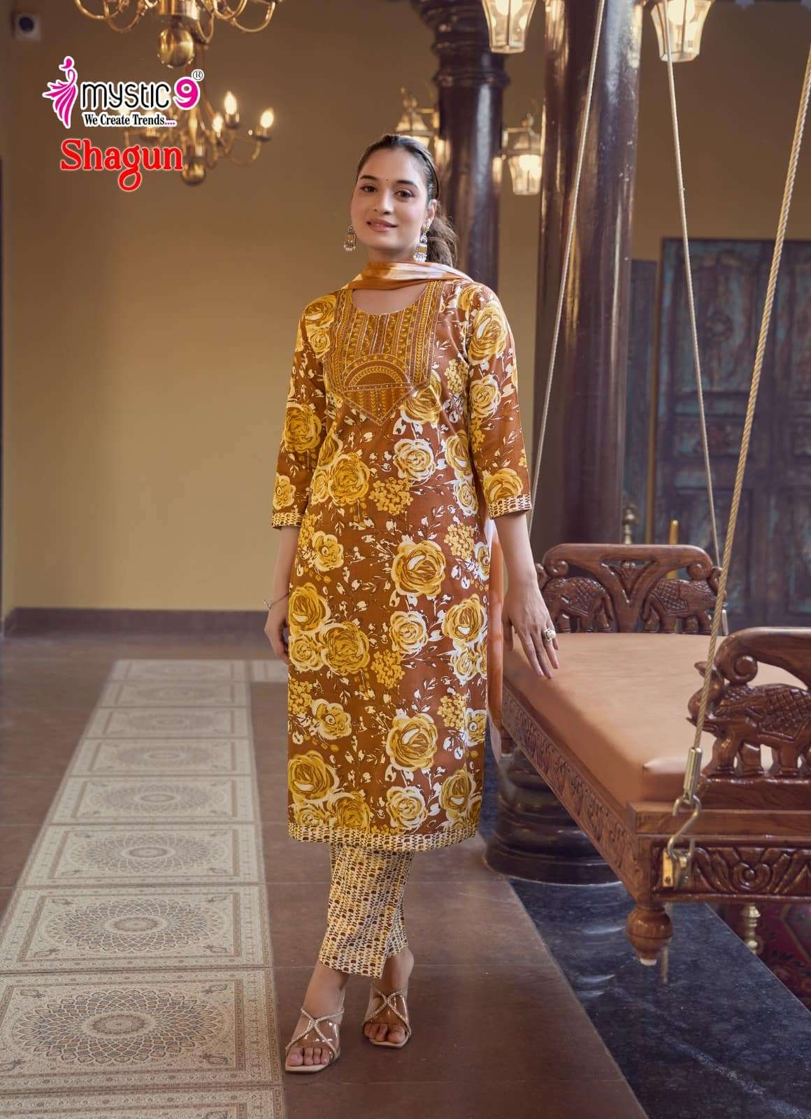 Mystic 9 Shagun Vol 29 Rayon Kurti Pant Dupatta Set