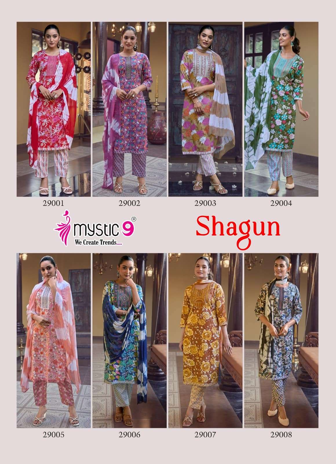 Mystic 9 Shagun Vol 29 Rayon Kurti Pant Dupatta Set