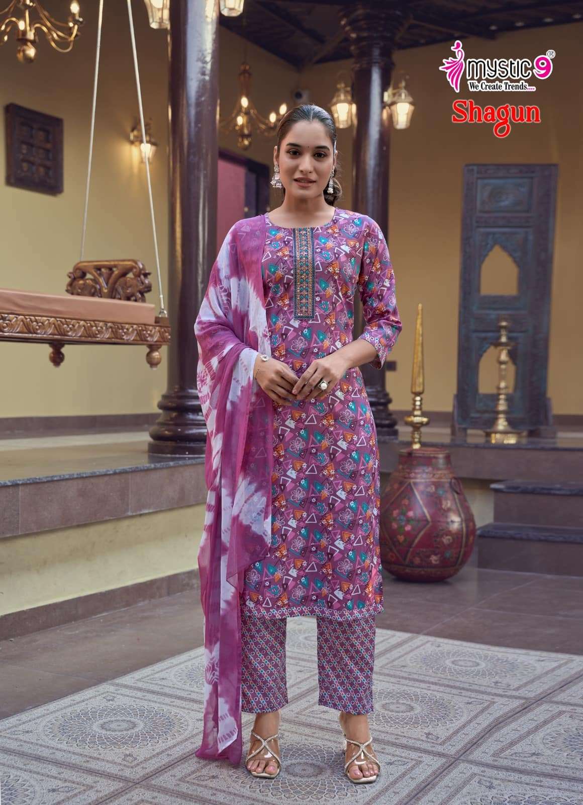 Mystic 9 Shagun Vol 29 Rayon Kurti Pant Dupatta Set