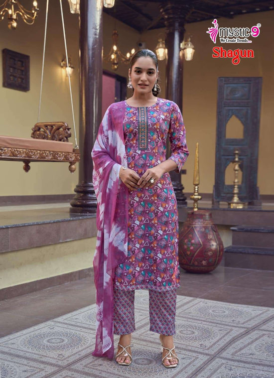 Mystic 9 Shagun Vol 29 Rayon Kurti Pant Dupatta Set