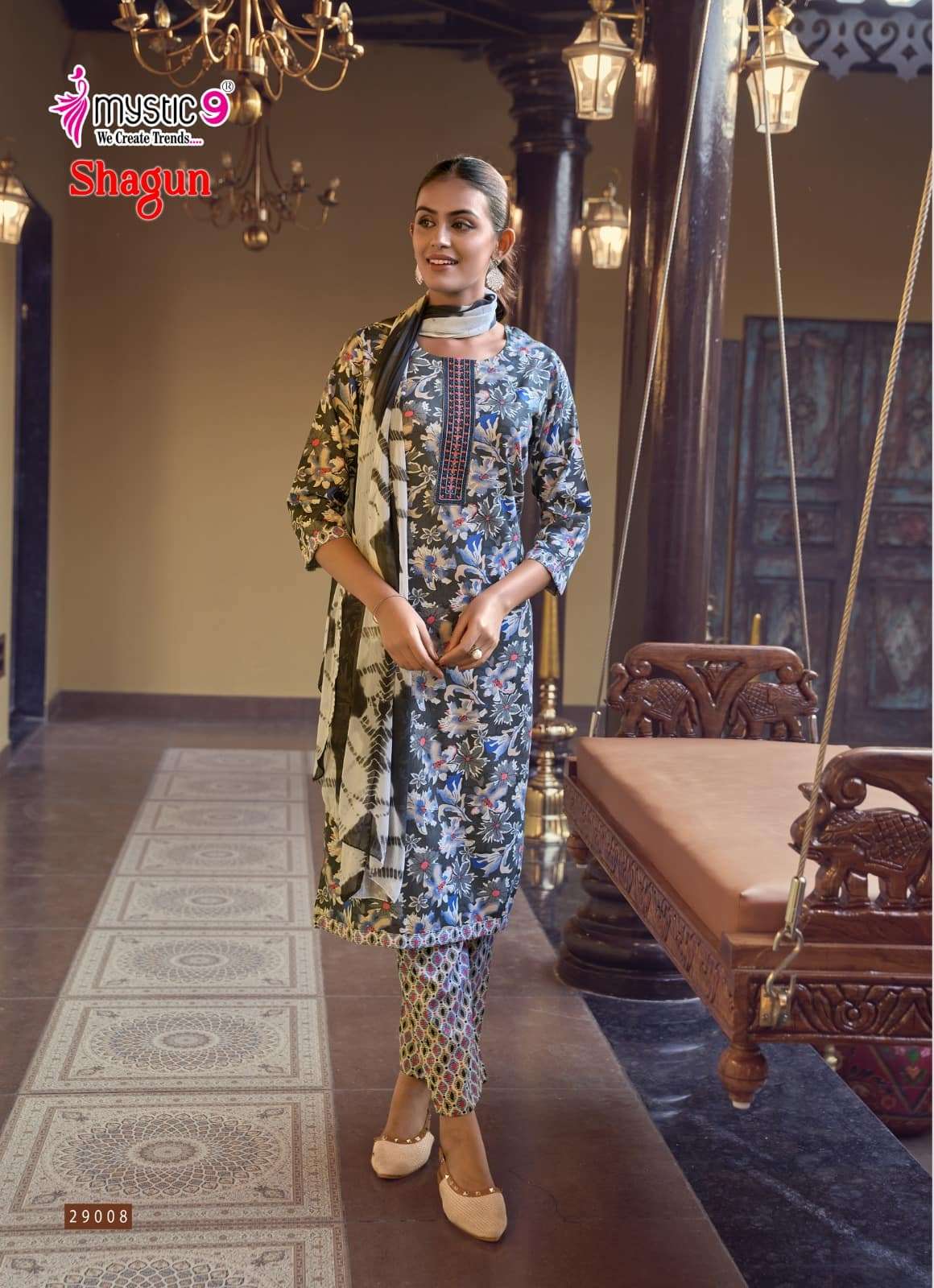 Mystic 9 Shagun Vol 29 Rayon Kurti Pant Dupatta Set
