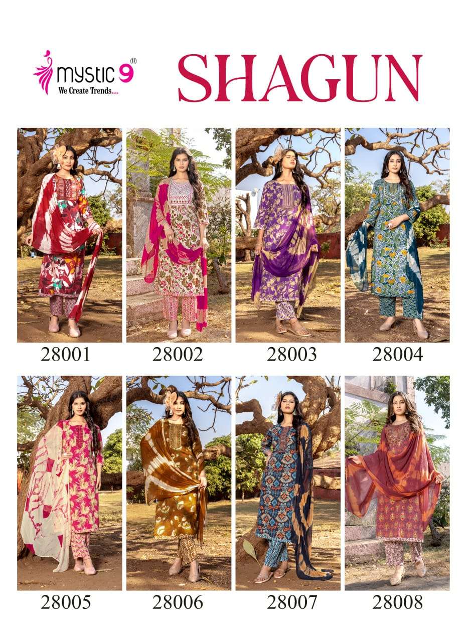 Mystic 9 Shagun Vol 29 Rayon Kurti Pant Dupatta Set