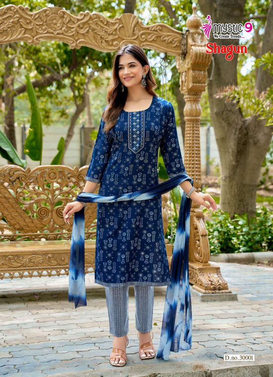 Mystic 9 Shagun Vol 30 Rayon Top Bottom Dupatta Set