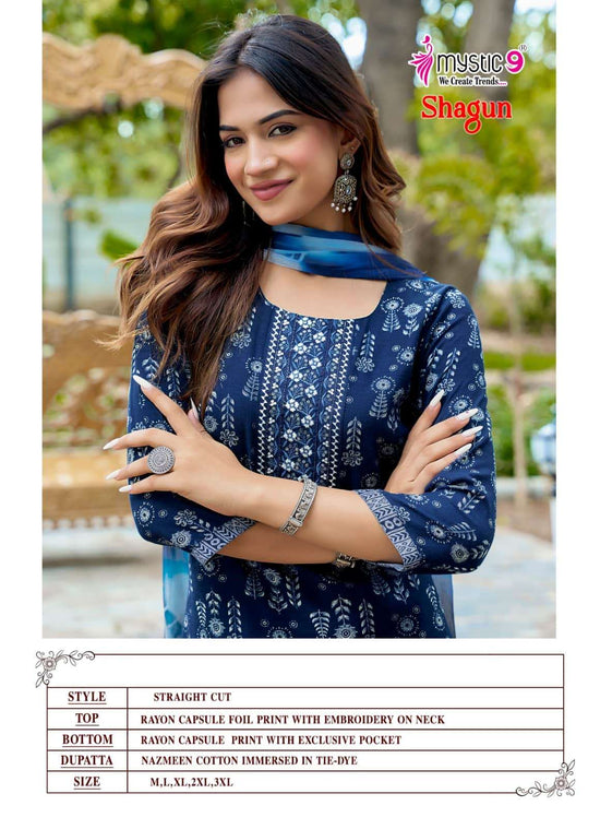 Mystic 9 Shagun Vol 30 Rayon Top Bottom Dupatta Set